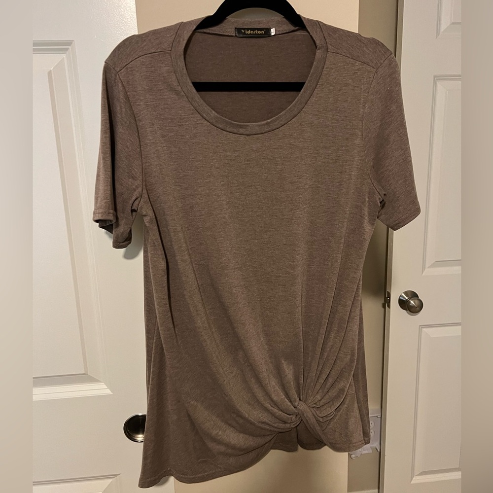 Yidarton Women's Comfy Short Sleeve Twist Knot Tops Blouse T-Shirt